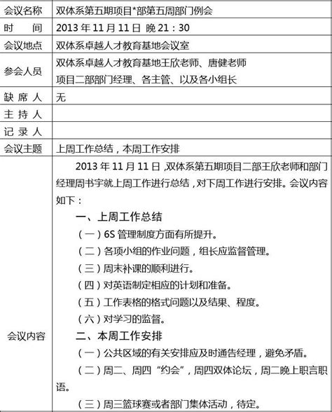 部门例会会议纪要word文档在线阅读与下载无忧文档