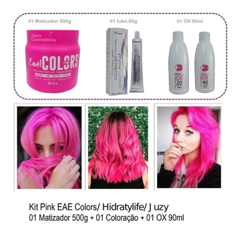 Kit Cabelos Rosa Matizador 500g Tinta C Ox90ml Tom Rosa Pink