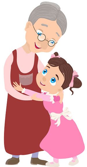 Grandmother And Granddaughter Together Vector Illustration Stock