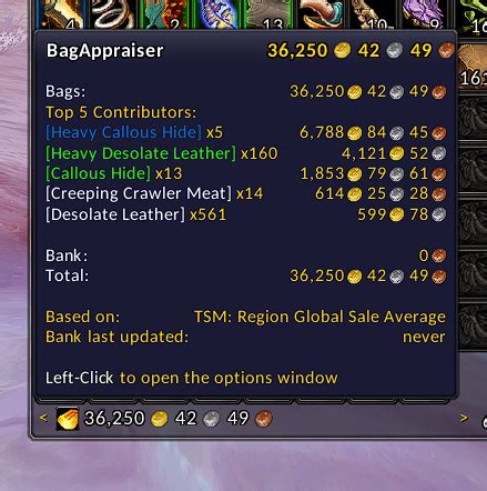 BagAppraiser Bags Bank Inventory World Of Warcraft AddOns