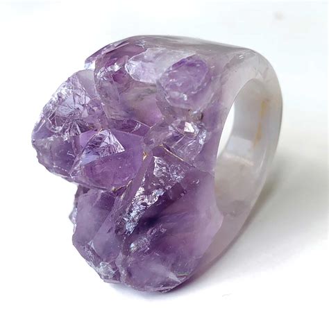 Amethyst Crystal Raw Stone Statement Ring, Well Done Goods