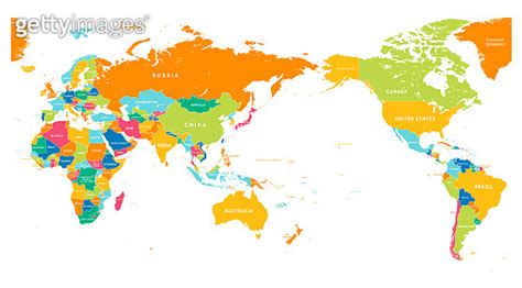 Pacific Centered Political Map Of World Vector Illustration 이미지 1091817176 게티이미지뱅크