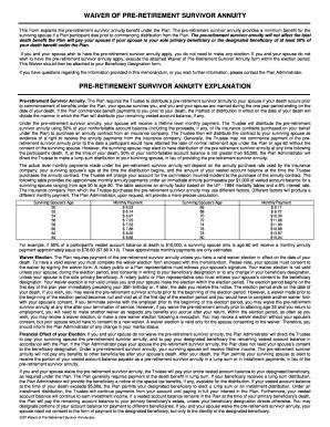 Fillable Online Waivor Of Pre Retirement Survivor Annuity Doc Fax Email