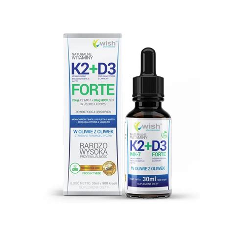 Wish Naturalna Wit K2 MK 7 D3 Forte 30ml Sklep Świat Supli sklep