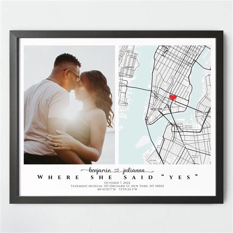 Where She Said Yes Picture Frame Engagement Gift For Couple Wedding