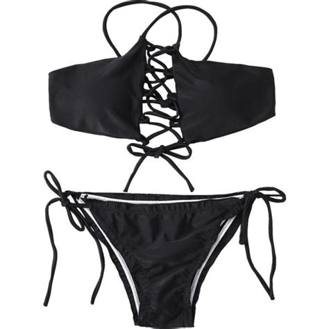 Tie Side Lace Up Bikini Bam Liked On Polyvore Featuring Swimwear