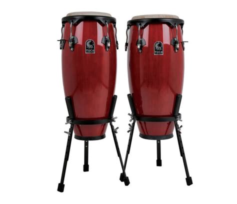 Toca Synergy Conga Set With Basket Stands In Rio Red Drum Shop