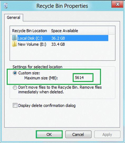 Customize Recycle Bin Settings In Windows 8