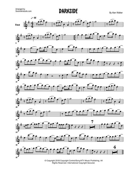 Darkside By Alan Walker Violin Solo Digital Sheet Music Sheet