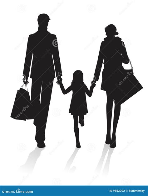 Family Shopping Silhouette Stock Photography - Image: 9853292