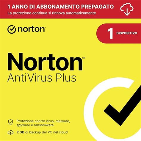 Norton Antivirus Plus 2025 1 Dispositivo 1 Anno Rinnovo Automatico