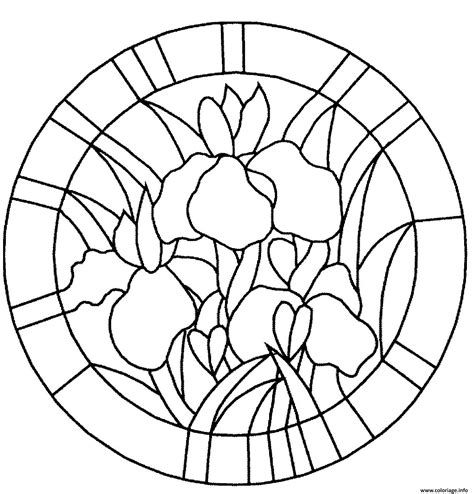 Coloriage Fleurs Vitraux JeColorie