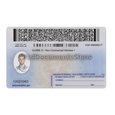 Wisconsin Driver License Template Psd Psd Documents Store