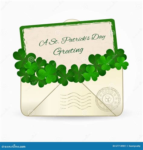 A St. Patrick Day Celebration Greeting Mail Envelope. Vector