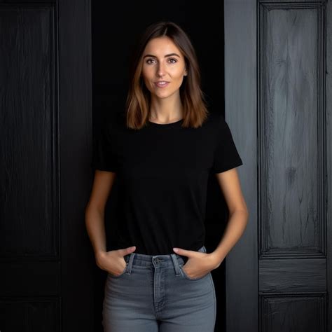 A Woman Wearing A Black Shirt With A Picture Of A Man On The Front