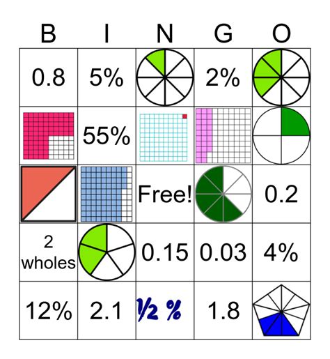 Play Fractions Decimals Percentage Online Bingobaker