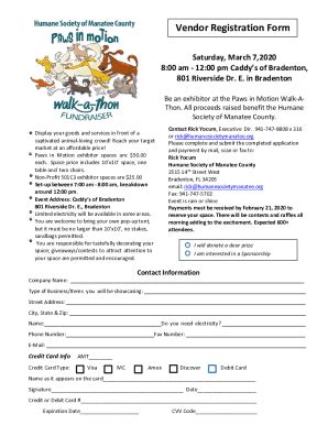 Fillable Online Humane Society Of Manatee County S 15th Annual Paws In