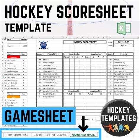 Hockey Score Sheet Template Team Roster Player Management Spare List