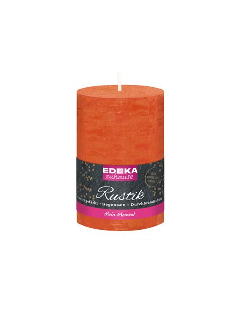 EDEKA Stumpenkerze Rustik Orange 13x7