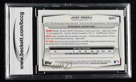 2014 Bowman Prospects Chrome Jose Abreu BCP17 BCCG Mint Rookie 10 Mint