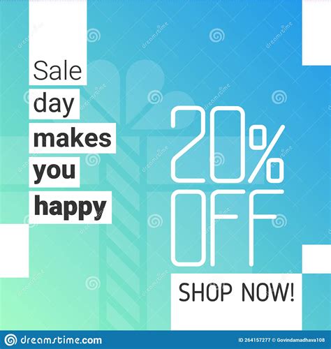 Trendy Design Square Banner 20 Percent Off Discount Stock Vector