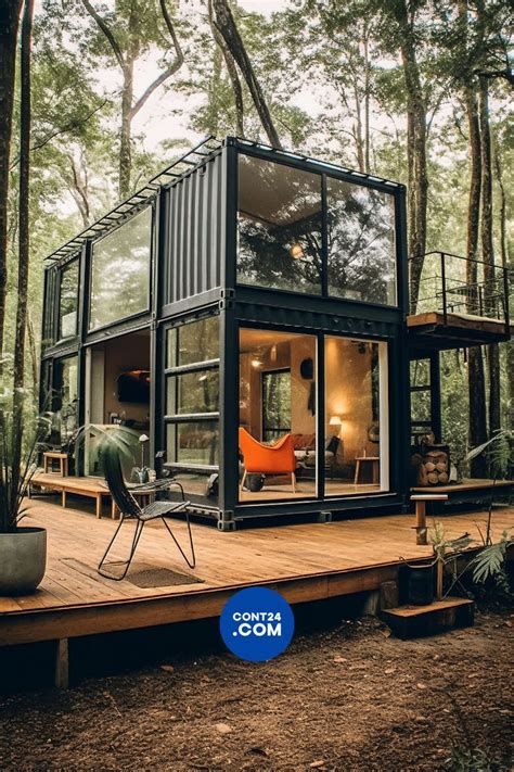 A House Made Out Of Shipping Containers In The Woods