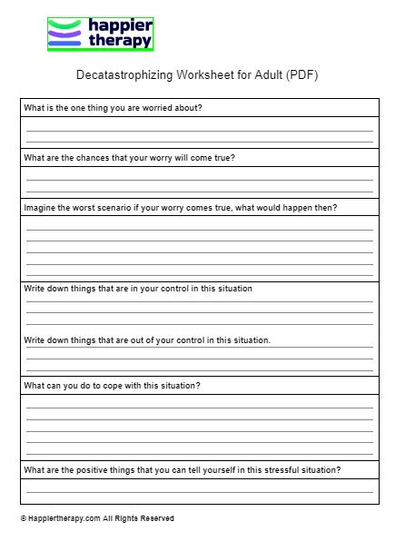 Decatastrophizing Worksheet For Adults (PDF) | HappierTHERAPY