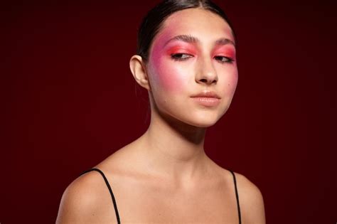 Premium Photo Sexy Brunette Woman Gesture Hands Posing Luxury Cosmetics Isolated Background