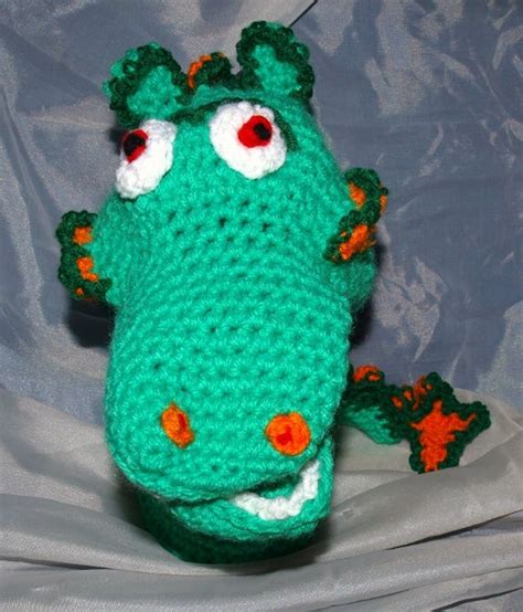 Crochet Green Dragon Hand Puppet - Etsy