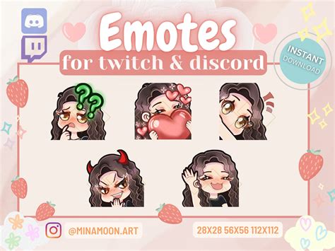 Curly Hair Girl Emotes Set 22 Brown Curly Hair Twitch Emotes Twitch Emotes Curly Hair Chibi