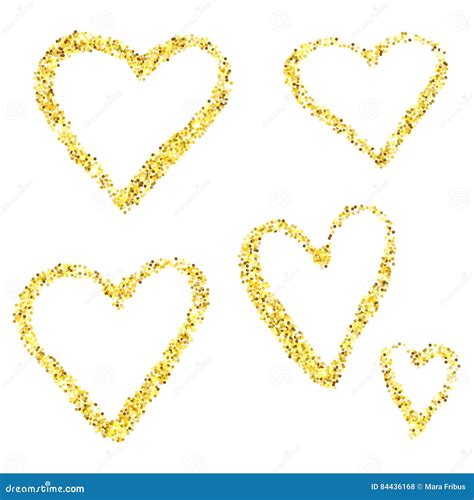 Gold Glitter Hearts Stock Vector Illustration Of Metallic 84436168