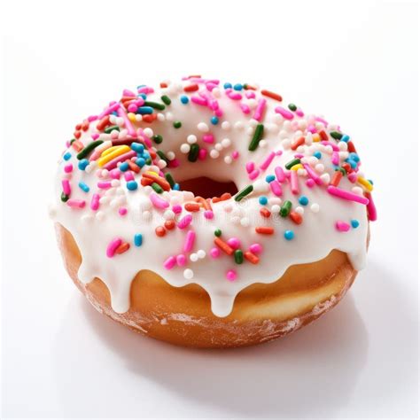 Donut Acristalado Con Rociadores Una Deliciosa Comida De Fondo Blanco