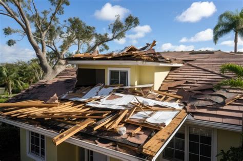 Premium Photo The Roof Of A House In Florida Was Damaged By The