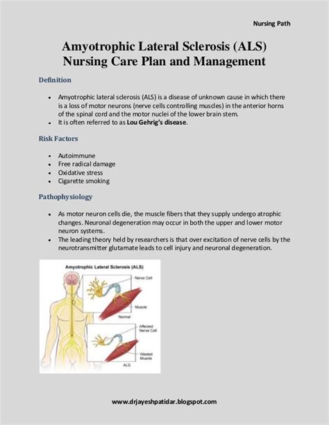 Amyotrophic Lateral Sclerosis Als Nursing Care Plan And Management