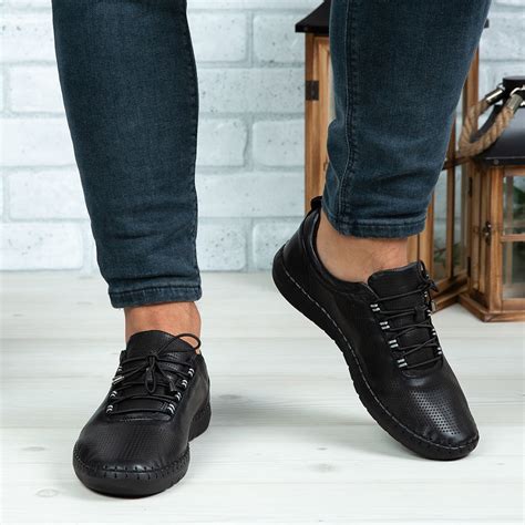 Pantofi casual bărbați piele naturală 691 Negru