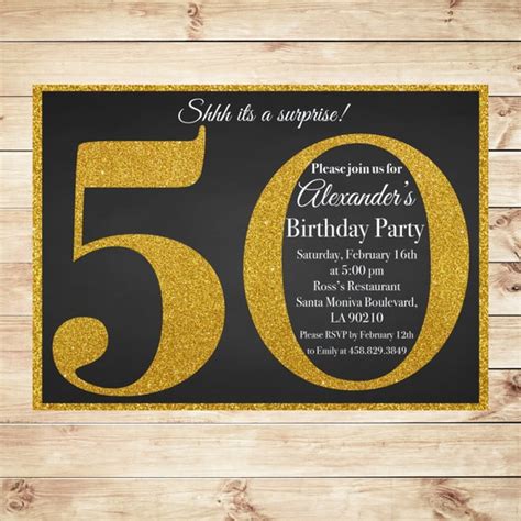 Black And Gold Milestone 50th Surprise Birthday Party Invitations It S A Surprise 50th Birthday