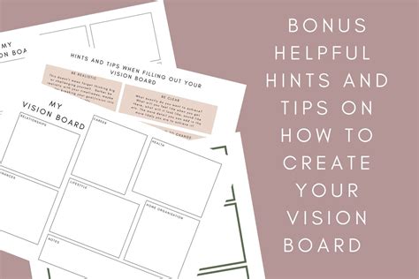 Simple And Easy To Use Vision Board Template 4 Printables Etsy Canada