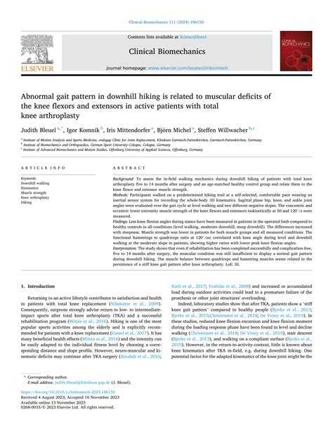 PDF Abnormal Gait Pattern In Downhill Hiking Is Related To Muscular