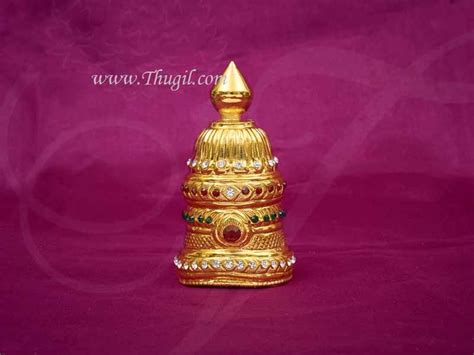 4 Kireedam For Hindu God Full Round Crown And Multi Color Stones Gold