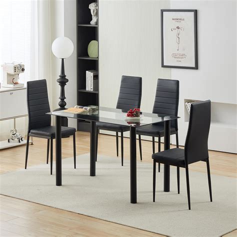 5 Piece Modern Glass Dining Set