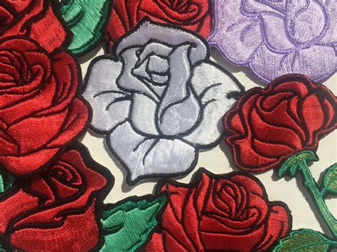 Rose Patch Flower Patches Embroidery Iron On Patches Jacket Etsy