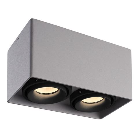 Dimmable LED Ceiling Spot Esto Grey Black 2 Light Tiltable 5W 2700K