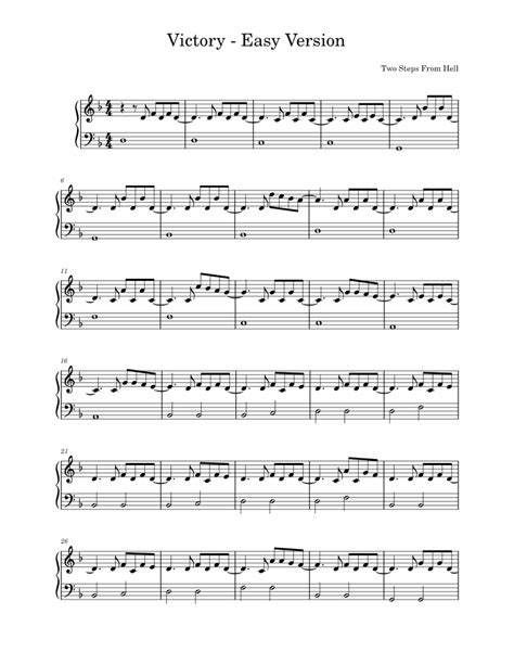 Victory - Two Steps From Hell - Easy Version Sheet music for Piano ...