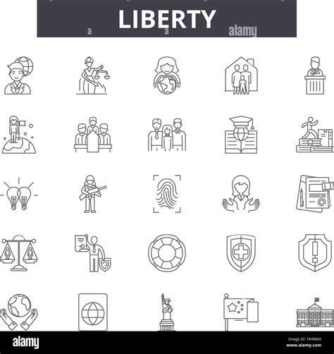 Liberty line icons, signs set, vector. Liberty outline concept ...