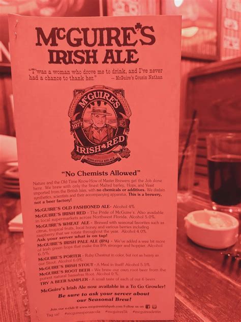 Menu At Mcguires Irish Pub Of Destin Destin 33 Us 98