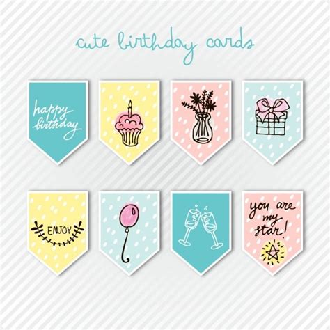 Free Vector | Cute birthday cards