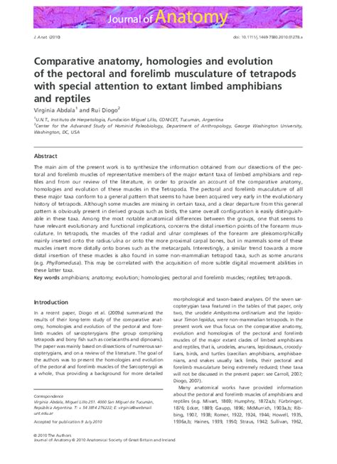 (PDF) Comparative anatomy, homologies and evolution of the pectoral and forelimb musculature of ...