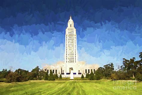 Louisiana State Capital - digital painting Photograph by Scott ...