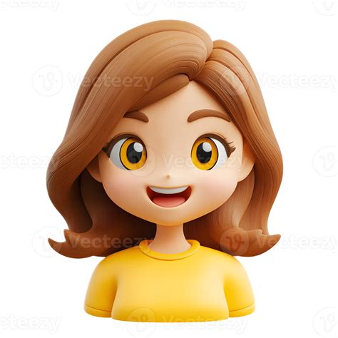 cheerful smiling  render  girl emoji character  white background