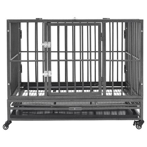 vidaXL Dog Cage Dog Crate with Removable Tray Lockable Wheels Dog ...